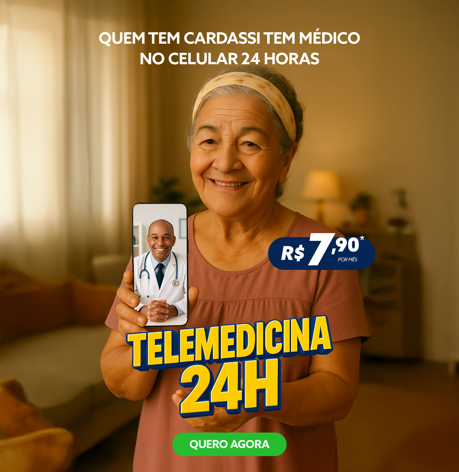 Telemedicina 24h Cardassi — médico no celular